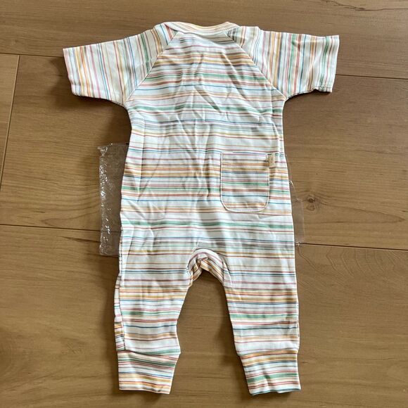 NWT Goumi Kids Boardwalk Stripe Baby Zipper One Piece SZ 0-3 mo Bamboo Jumpsuit - Picture 2 of 3